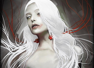 white haired woman illustration