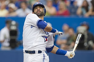 Toronto Bluejays player holding baseball bat