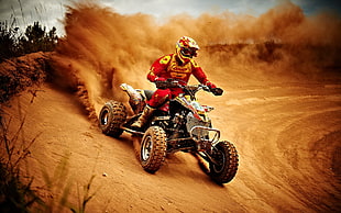 man riding ATV HD wallpaper