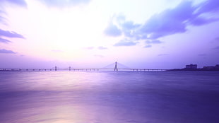 gray steel bridge with white cloudy sky, Mumbai, sea, clouds, bridge HD wallpaper