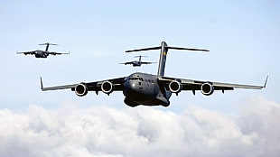 gray passenger plane, military aircraft, airplane, jets, sky HD wallpaper