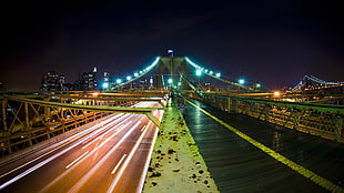 yellow bridge, architecture, bridge, long exposure, night HD wallpaper