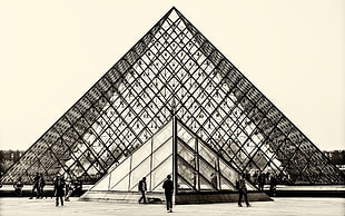 Louvre Museum, photography, monochrome, architecture, museum