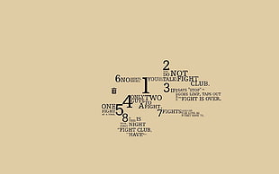 black text on brown background, minimalism, typography, Fight Club, simple background