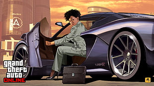 GTA 5 character in car illustration HD wallpaper