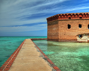 brown concrete dock, sea, Dry Tortugas National Park