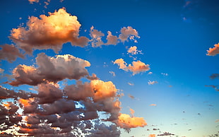 white and gray clouds under blue sky HD wallpaper