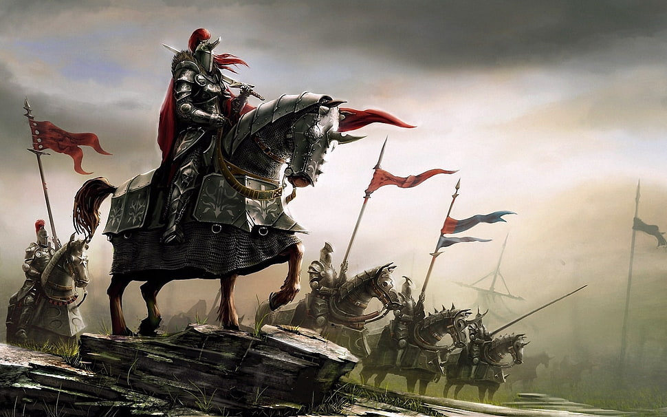 Knights video game wallpaper, fantasy art, knight, medieval HD wallpaper