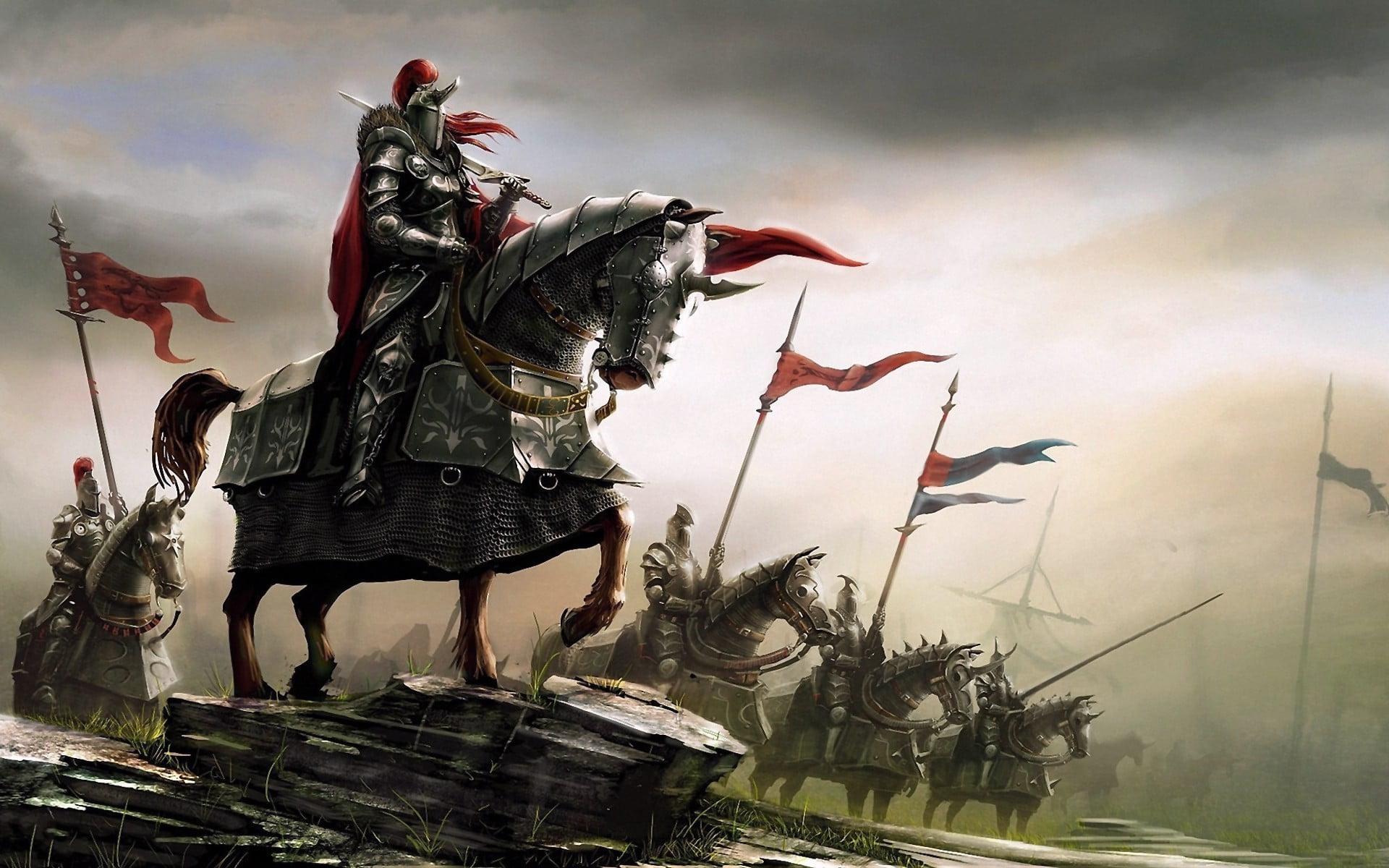 Knights video game wallpaper, fantasy art, knight, medieval HD