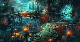 fantasy world planet, mushroom, magic mushrooms, fantasy art