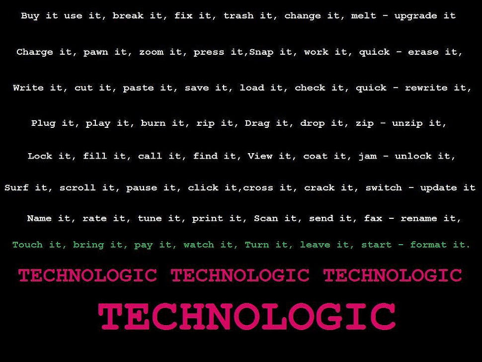 Technologic text on black background, Daft Punk, typography, lyrics HD wallpaper