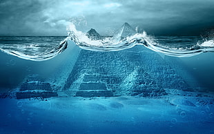 underwater pyramid photography HD wallpaper