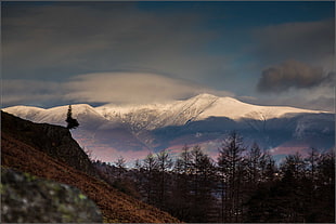landscape photography of snow covered mountain hills under white cloudy sky during daytime, skiddaw, borrowdale