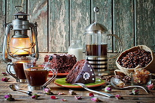 chocolate cake with coffee