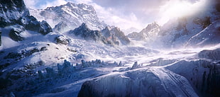snow covered mountain, fantasy art, artwork HD wallpaper