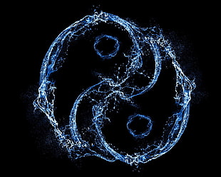 yin and yang logo, water, Yin and Yang, water drops