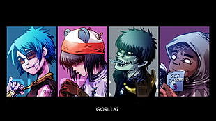 Gorillaz poster screenshot, Gorillaz, 2D, Noodle, Murdoc