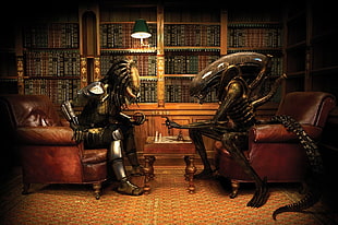 black alien and predator, chess, Alien (movie), Predator (movie), Alien vs. Predator HD wallpaper