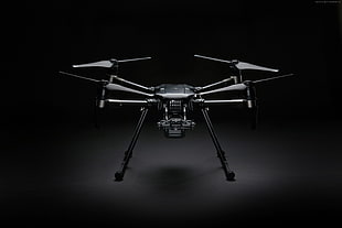 black quadcopter HD wallpaper