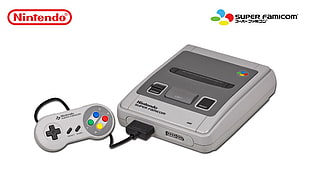 white and gray Nintendo Super Famicom console, Super Nintendo, consoles, video games, simple background HD wallpaper