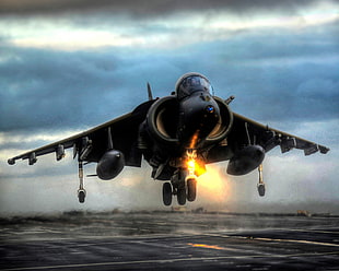 gray fighter jet, Harrier, military aircraft, aircraft, AV-8B Harrier II