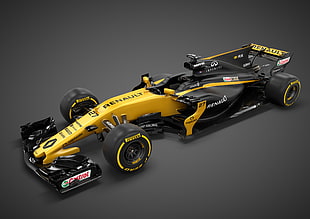 black and yellow Renault F1 race car