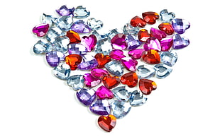 heart-shaped diamond, pink and red gemstone accessories HD wallpaper