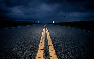 asphalt road during nighttime