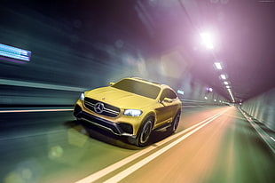 yellow Mercedes-Benz car HD wallpaper