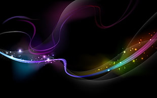purple, pink, and green lighted abstract illustration