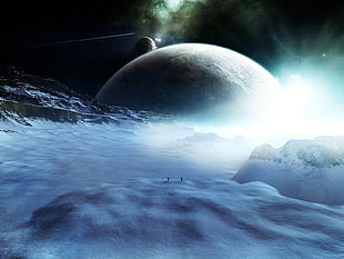 view of planets, space, science fiction HD wallpaper