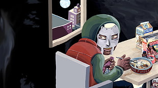 baby's green and red carrier, MF DOOM, music, hip hop, mask HD wallpaper