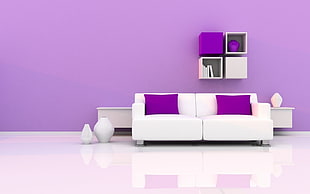 white leather 2-seat sofa HD wallpaper