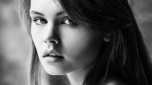 grayscale photo of woman face HD wallpaper