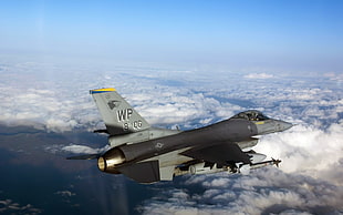 black and gray jetplane, airplane, General Dynamics F-16 Fighting Falcon
