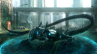 gray lizard robot wallpaper, science fiction, robot