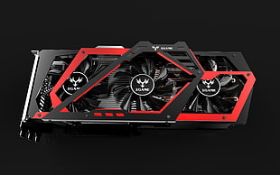 black and red video card, Nvidia, GeForce, graphics card, GPUs HD wallpaper