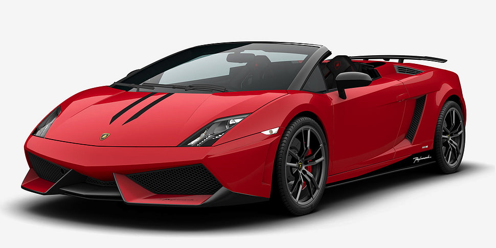 red coupe on white surfae HD wallpaper