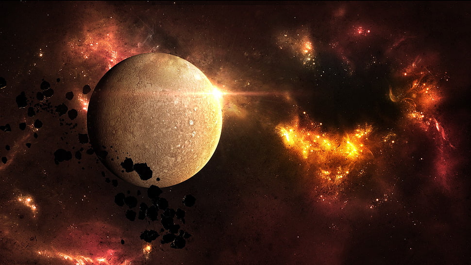 brown planet, space, artwork HD wallpaper