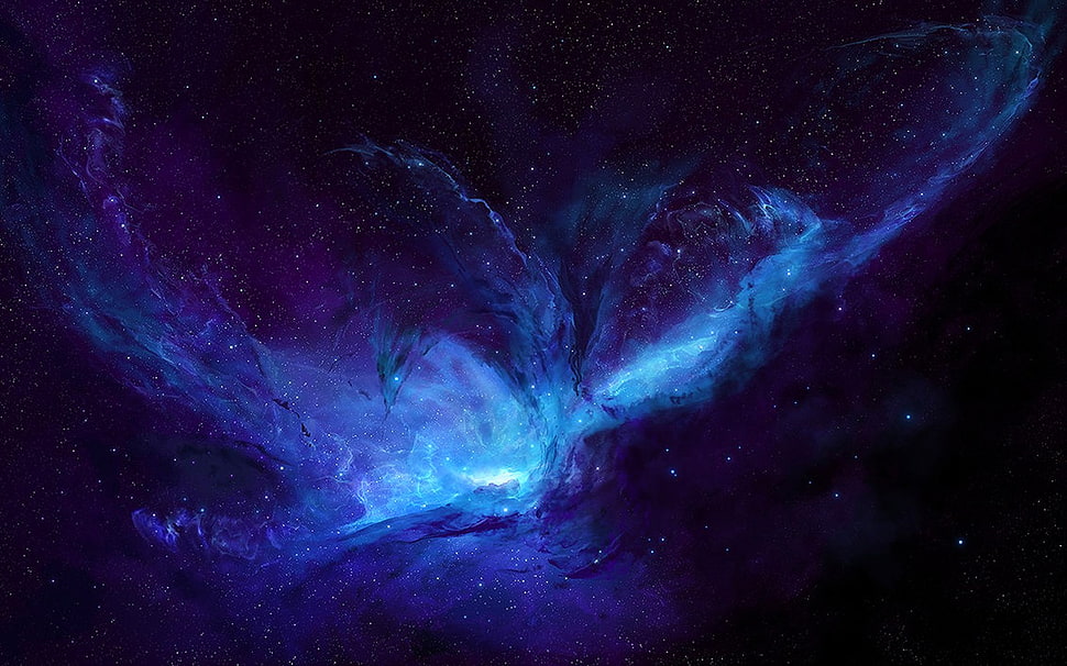 blue milky way galaxy, space, stars, space art, JoeyJazz HD wallpaper