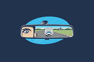 rear-view mirror illiustration, Mario Kart, blue shell, rearview mirror, minimalism