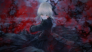 gray-haired female anime character illustration, Type-Moon, Fate Series, Saber Alter, anime girls