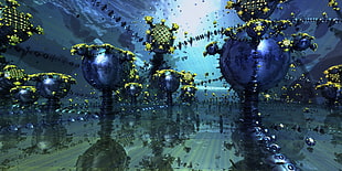 3D Illustration of metal globes