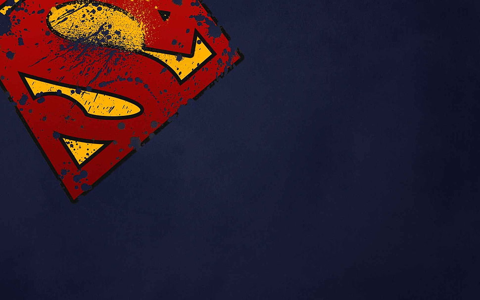 red Superman logo on blue background HD wallpaper