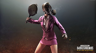 Battlegrounds female wearing gas mask illustration