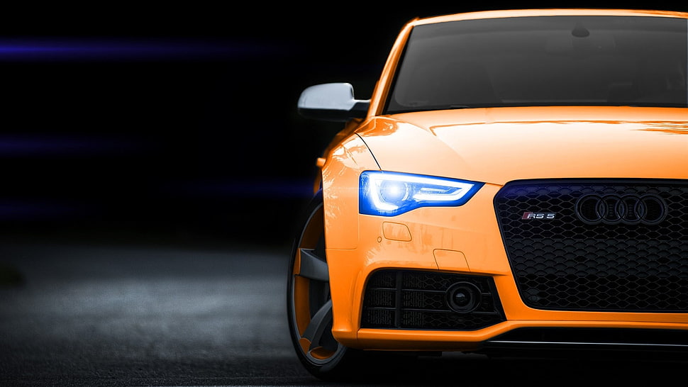 orange Audi car HD wallpaper
