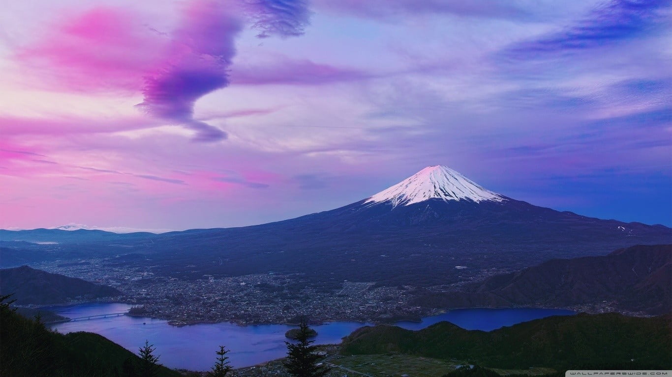HD wallpaper: Mount Fuji, Japan, landscape, calm waters, violet, lake,  clear sky | Wallpaper Flare