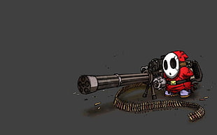 person using machine gun illustration, video games, Super Mario