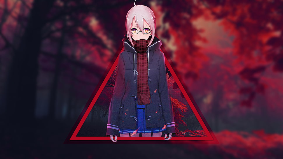 pink haired anime character wallpaper, red, forest HD wallpaper
