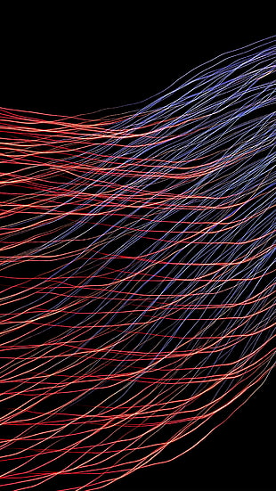 red and blue wire illustration, abstract, digital art, portrait display